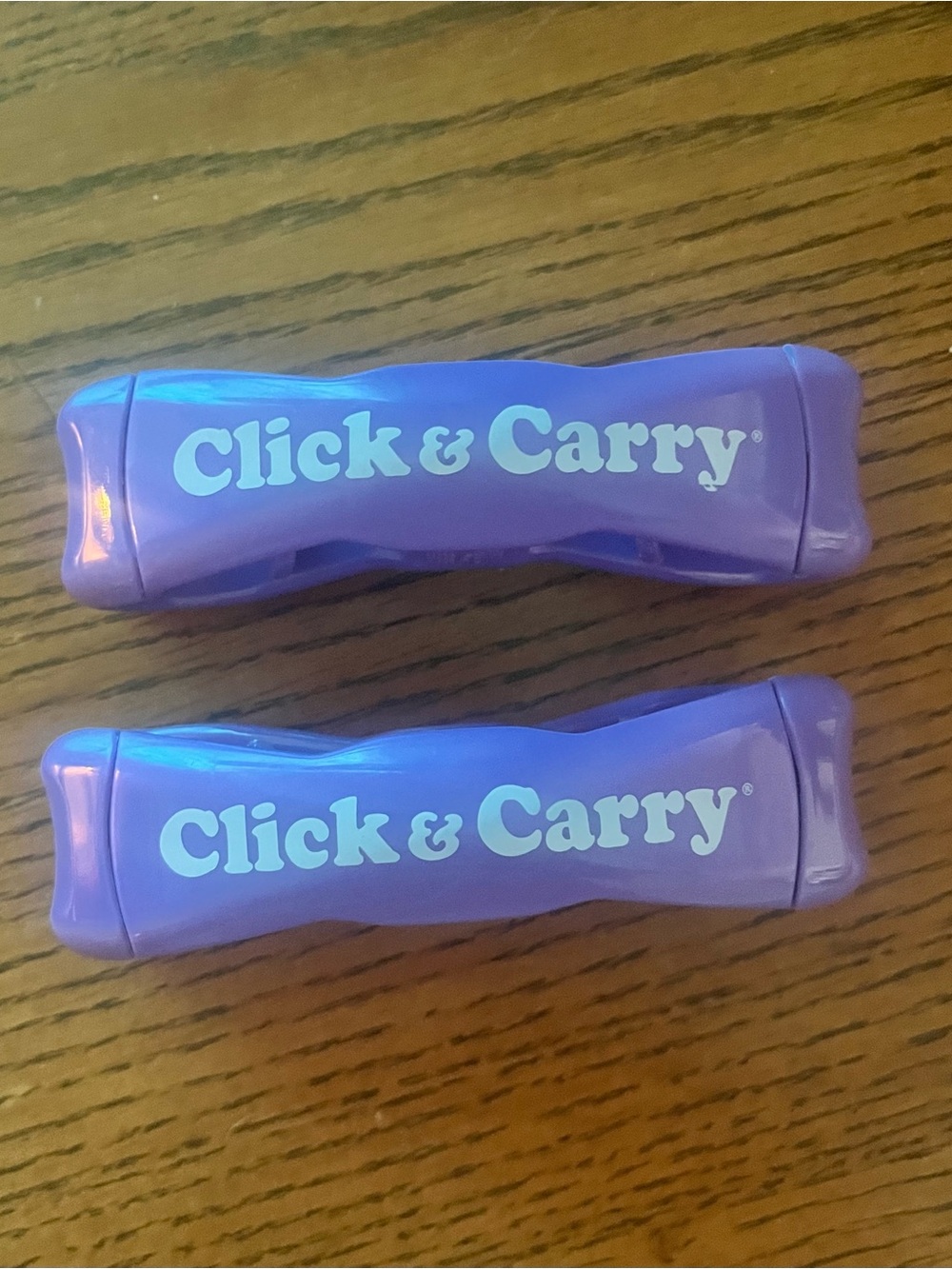2 Click & Carry Purple Bag Handle Grips (Pair)